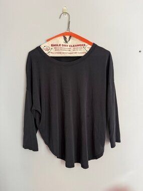 Lush Dark Gray Modal High Low Long Sleeve Top L